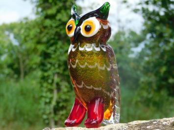 Glass Owl Sculpture – Handmade Glass-blown Artwork