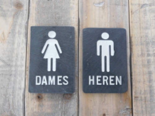 Set of toilet signs ''Ladies'' & ''Gentlemen'' - from slate