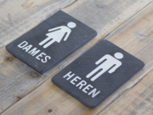 Set of toilet signs ''Ladies'' & ''Gentlemen'' - from slate