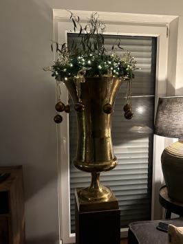 Großer Blumentopf - Vase - Schale - goldfarben - Alu