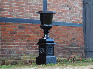 Large garden vase on column - black - cast iron