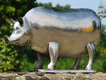 Statue Pig - metal - chrome colour