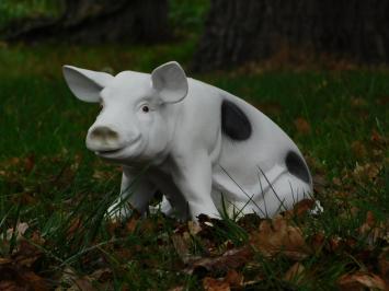 Statue pig with black spots - black and white - polystone