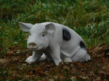 Statue Schwein mit schwarzen Flecken - schwarz und weiß - polystone