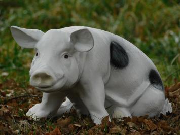 Statue pig with black spots - black and white - polystone