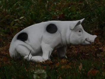 Statue pig with black spots - black and white - polystone