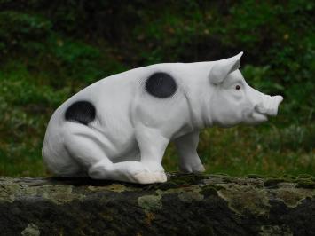 Statue pig with black spots - black and white - polystone