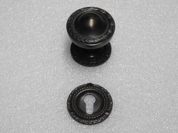 Fixed Door Knob Set with Rosettes – PC – Dark Patinated Brass
