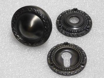 Fixed Door Knob Set with Rosettes – PC – Dark Patinated Brass