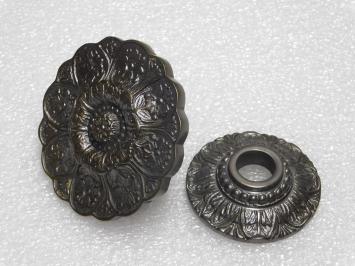 Vaste Deurknop Bloem met Rozet - Donker Gepatineerd Messing
