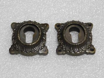 Set klassischer Sicherheitsrosetten PZ – massiv – dunkel patiniertes Messing