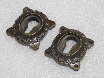 Set klassischer Sicherheitsrosetten PZ – massiv – dunkel patiniertes Messing