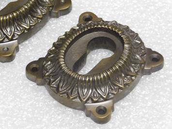 Set klassischer Sicherheitsrosetten PZ – massiv – dunkel patiniertes Messing