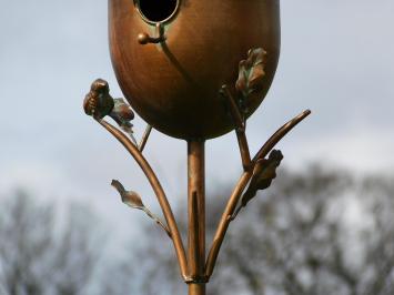 Vogelhaus Eichel - Stehend - 170 cm - Gartenstab - Kupferoptik