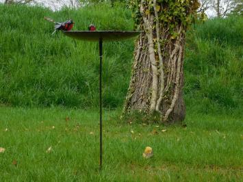 One-off: Bird feeder - bath - 3 Birds Red Black - Handmade