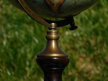 Vintage Globe on Round Base - 60 cm - Wood & Brass