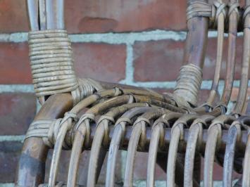 One-off: Vintage Rocking Chair - Handmade - Wicker - Incl. Grizzly Plaid