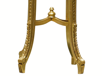 Vintage-Sockeltisch mit Marmorplatte – 110 cm – Goldfarben