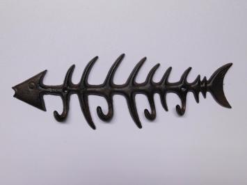 Fish Coat Rack - Cast Iron - Wall Hooks - Dark Brown