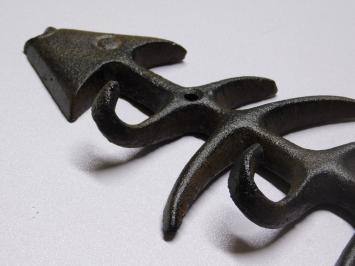 Fish Coat Rack - Cast Iron - Wall Hooks - Dark Brown
