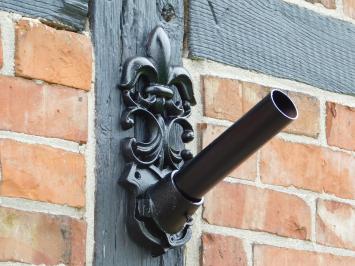 Flagpole holder with French Lily - Black - Cast iron