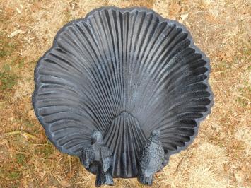 Large Bird Bath / Feeding Dish - 80 cm - Cast Iron - Black/Grey