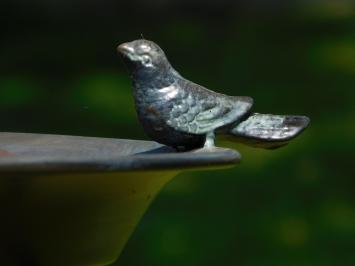 Vogelbad mit Vögelchen – 75 cm – Rustikales Blau – Metall