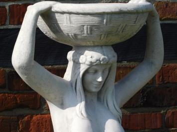 Large sculpture of a woman with bowl - made entirely of stone - 120 cm