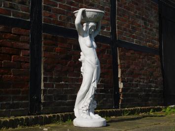 Large sculpture of a woman with bowl - made entirely of stone - 120 cm