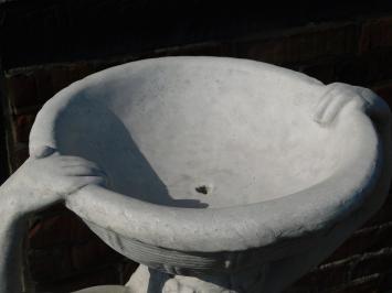 Große Skulptur einer Frau mit Schale - ganz aus Stein - 120 cm