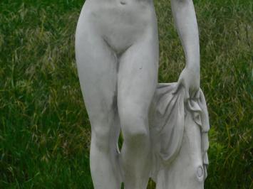 Skulptur „Frau mit Apfel“ – 115 cm – Polystone – Weiß mit Grau