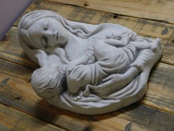 Vrouw met Kind - Steen - Wit met Grijs - Sculptuur