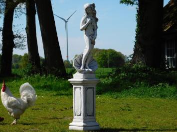 Statue Woman with Shell on Pedestal - 140 cm - Stone