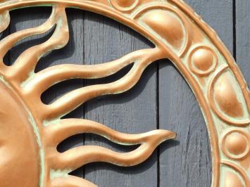 Wall ornament Sun - 50 cm - Round - Copper look