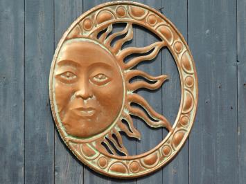 Wall ornament Sun - 50 cm - Round - Copper look