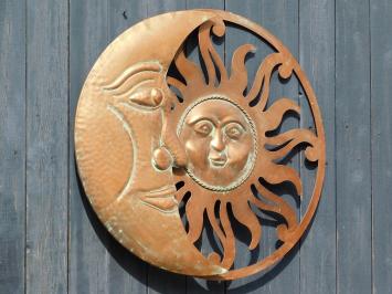 Wall ornament Sun and Moon - 60 cm - Round - Copper look