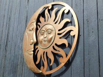 Wandornament Zon en Maan - 60 cm - Rond - Koperlook