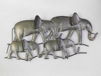 Wanddekoration Elefanten – 80 cm – Metall