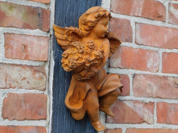 Wall Angel with Flowers - 30 cm - Cast Iron
