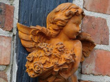 Wall Angel with Flowers - 30 cm - Cast Iron
