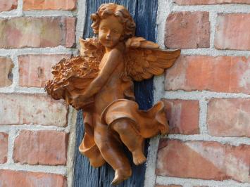 Wall Angel with Flowers - 30 cm - Cast Iron