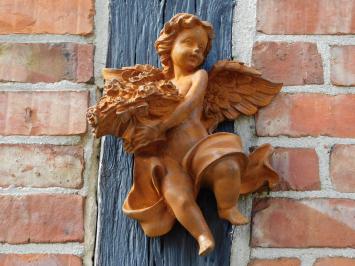 Wall Angel with Flowers - 30 cm - Cast Iron