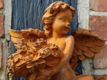 Wall Angel with Flowers - 30 cm - Cast Iron