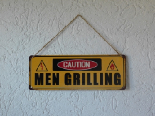 Wandschild - Caution Men Grilling - Metall