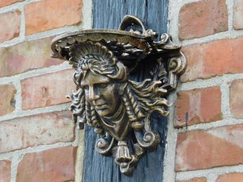 Wandkonsole Frauenkopf - Gusseisen - Bronze-Look - Gusseisen
