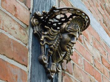 Wandkonsole Frauenkopf - Gusseisen - Bronze-Look - Gusseisen