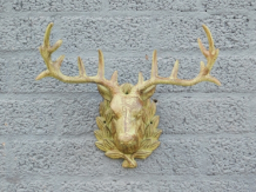 Wandornament Hirsch - grün/braun - Gusseisen