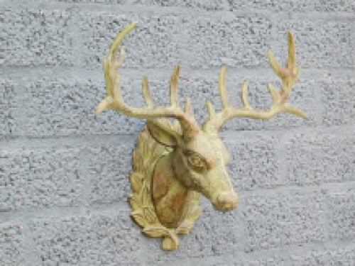 Wandornament Hert - groen/bruin - gietijzer