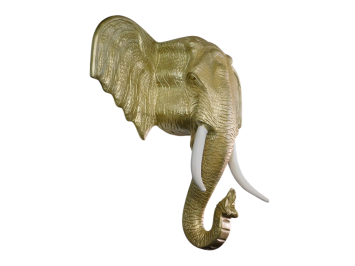 Elephant Head Wall Ornament XXL - 105 cm - Light Gold - Polystone
