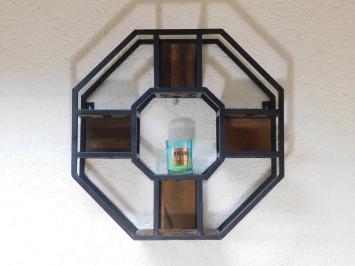 Wall rack Industrial XL - octagonal - mango wood and metal